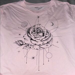 Pink Graphic crop top with Rose Design